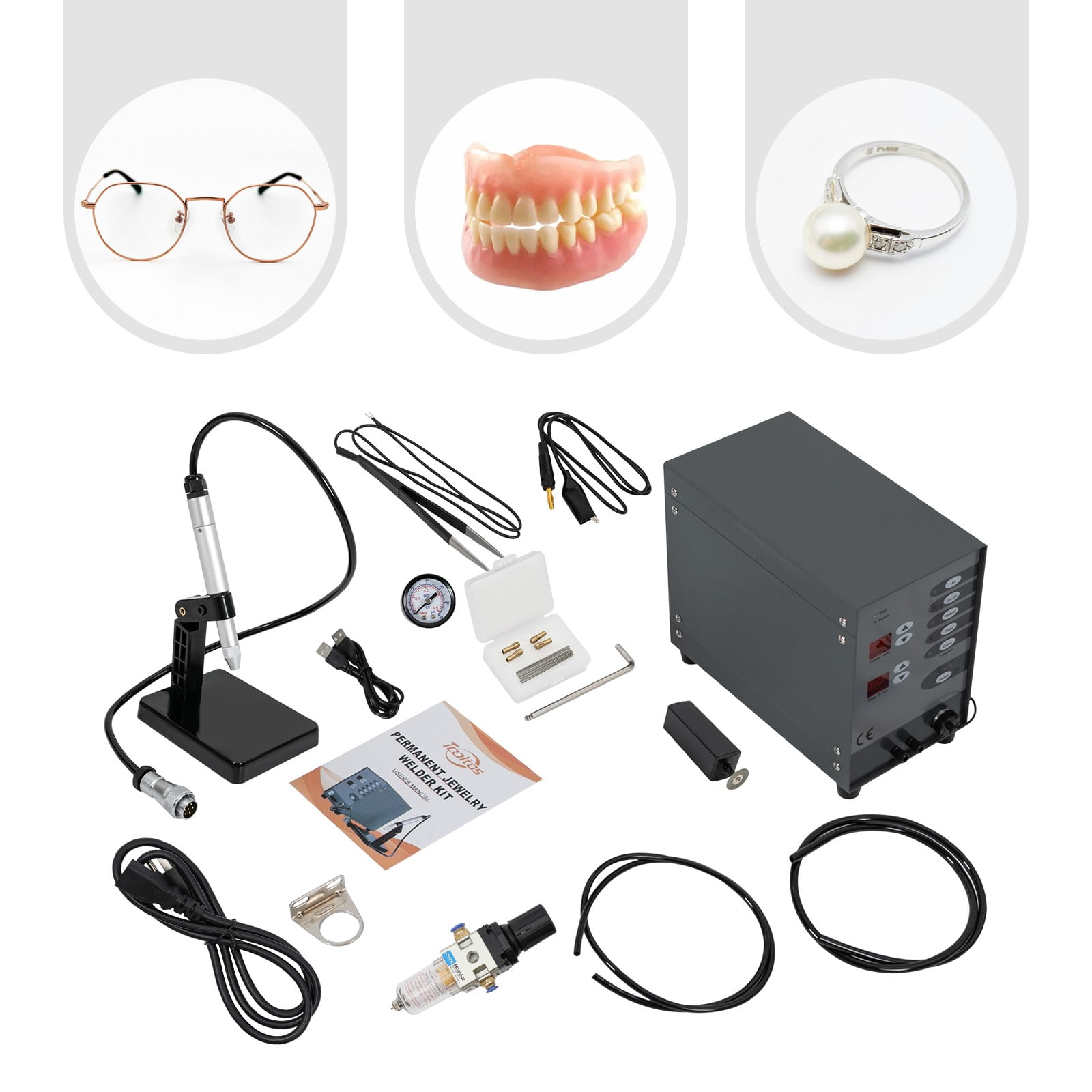 Spot Welder Machine, 110V Permanent Jewelry Welder, 50-600A Pulse Arc Welder Kit, Handheld Welding Machine for DIY Jewelry Repair, Gold, Titanium
