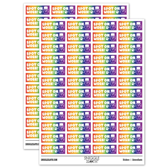 Spot on Work Dog Teacher Student School Sticker Set - Rainbow - Gloss Finish - 1.25" Mini