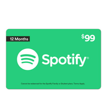 Spotify $99 12 month eGift Card