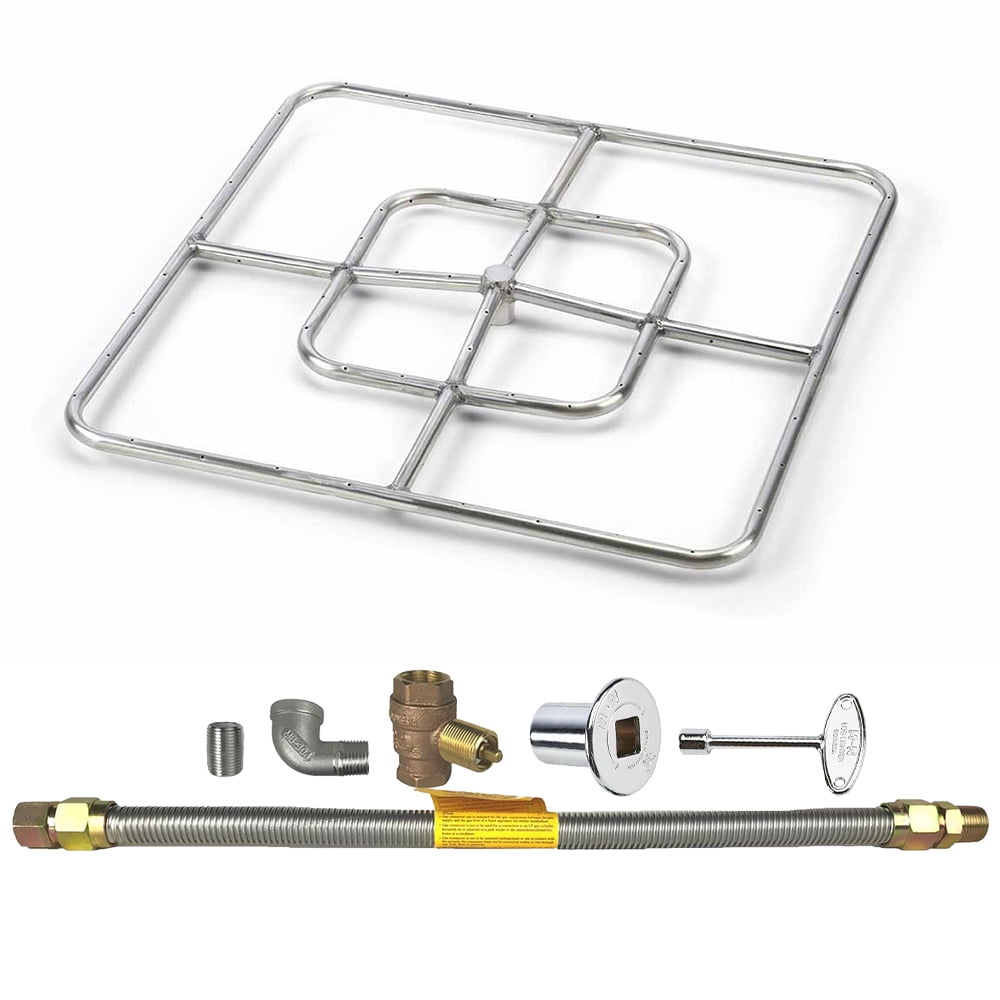 Spotix HPC Square Fire Pit Burner Kit, 24x24in., Match Light, Natural