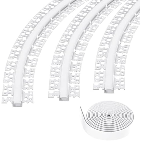 Spotless Plaster in Recessed Flexible Drywall LED Channel Fully Bendable LED Aluminum Profile Track for Custom LED Strip Lighting Solutions, 3.28ft x 3 Pcs (P5615 Inside width 12.5mm/0.5""), Silver