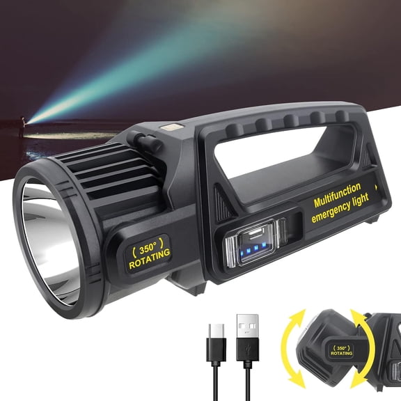 Spotlight 3000000 Lumens, 9 Modes Rechargeable Led Spotlight Flashlight with 350? Rotate , Super Bright Spot Lights Outdoor Handheld, IPX6 Solar Flashlight As Seen TV, XX-Large