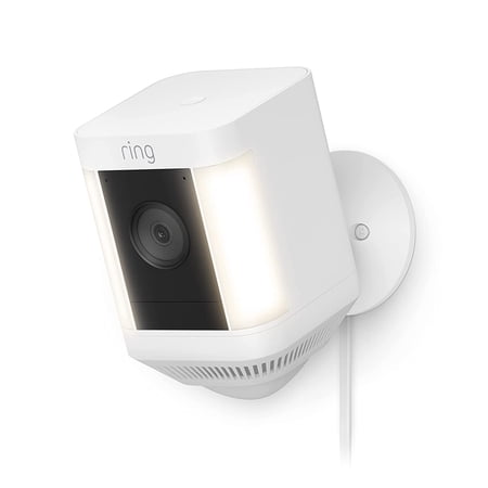 Spotlight Cam Plus Outdoor 1080p Wired Security Camera with Night Vision, Motion Detection and 2 Way Talk - White
