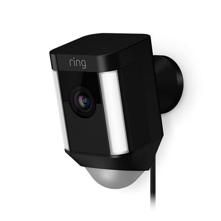 Spotlight Cam Wired HD Security Camera with Built Two-Way Talk and a Siren Alarm, Black (E-Commerce Packaging)