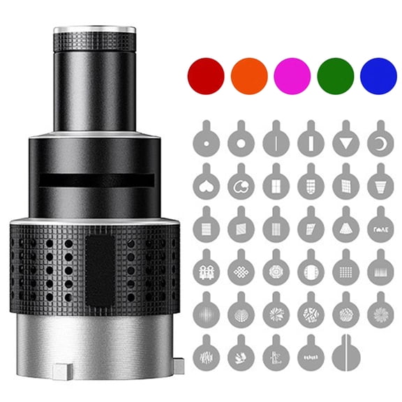 Spotlight Conical Optical Snoot Kit, Photography Studio Lighting Accessory with 5 Color Filters & 34 Gobos, Snoot Photography Kit