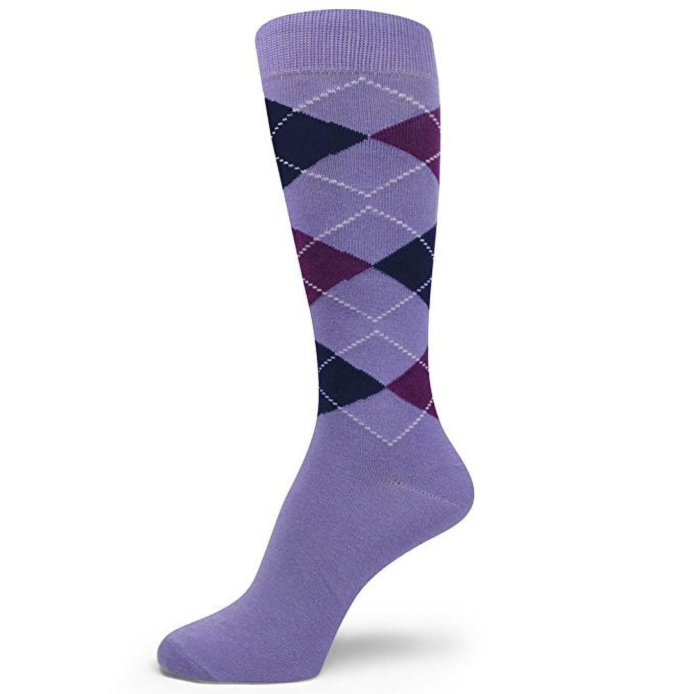 purple and grey mens dress socks Grey Dress Socks with Purple Polka Dots main image 1