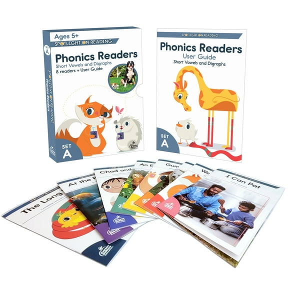 Carson Dellosa Spotlight on Reading Phonics Set A, Short Vowels and Digraphs Readers Set (9 books)