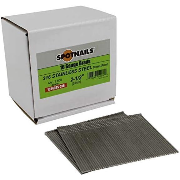 Spotnails 16240SS-316 2-1/2 in. 316 Stainless Steel 16 Gauge Brads, 2,500/Box$$Hardware
