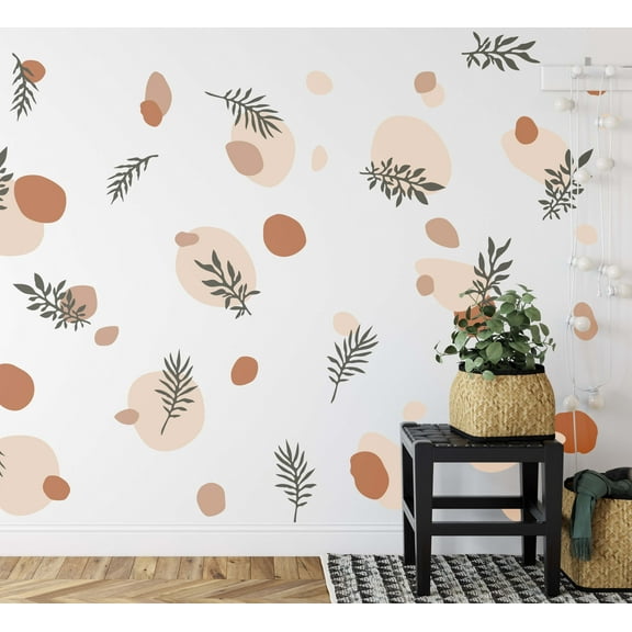 StickersForLife Boho Wall Decals, Beige Greenery Style Leaves Stickers LF221