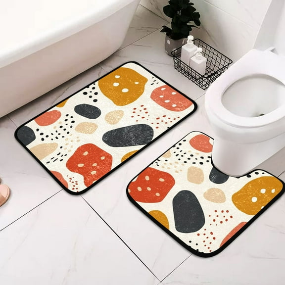 Spots Blocks 2 Pcs Bathroom Rug Non-Slip Bathroom Mats Water Absorption Toilet Carpet Washable Shower Rugs for Bathroom Floor Tub Shower