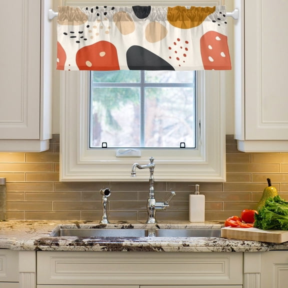 Spots Blocks Curtain Valances Farmhouse Design Window Treatment Decor Blackout Rod Pocket for Windows Living Room Kitchen 54" x 18"