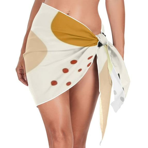 Spots Blocks Women Coverups Beach Cover Up Chiffon Swimsuit Bikini Wrap Short Skirt Beach Slit Tie Waist