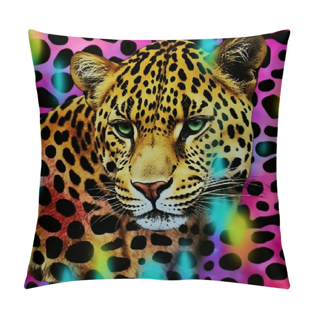 Spots Colorful Big Cats Wild Throw Pillow Throw Pillow Covers Cozy