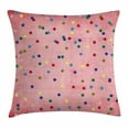 thumbnail image 1 of Spots Decor Throw Pillow Cushion Cover, Retro Classic Spots Design with Circles Geometric Decor Pink Background Image, Decorative Square Accent Pillow Case, 24 X 24 Inches, Multicolor, by Ambesonne, 1 of 2
