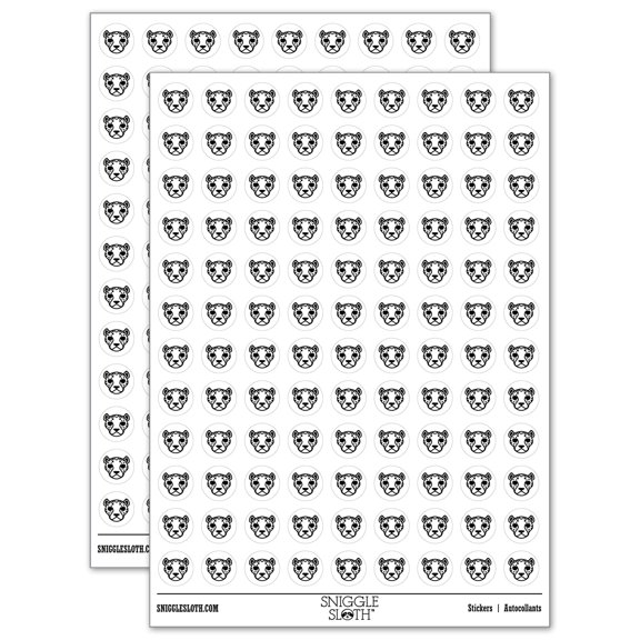 Spotted Cheetah head Round Sticker Set - White - Gloss Finish - 0.50" Size