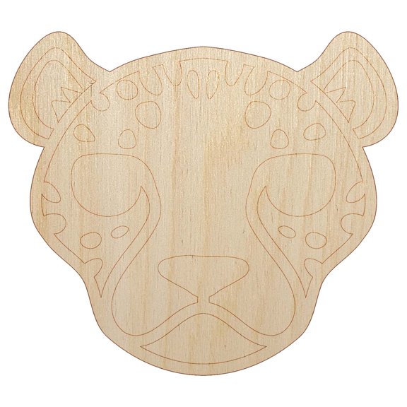 Spotted Cheetah head Wood Shape Unfinished Piece Cutout Craft DIY Projects - 4.70 Inch Size - 1/4 Inch Thick