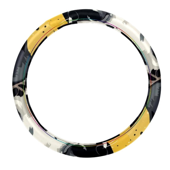 Spotted Dog 14.5 Inch Printing PVC Leather Car Wheel Cover Steering Wheel Covers Auto Accessories