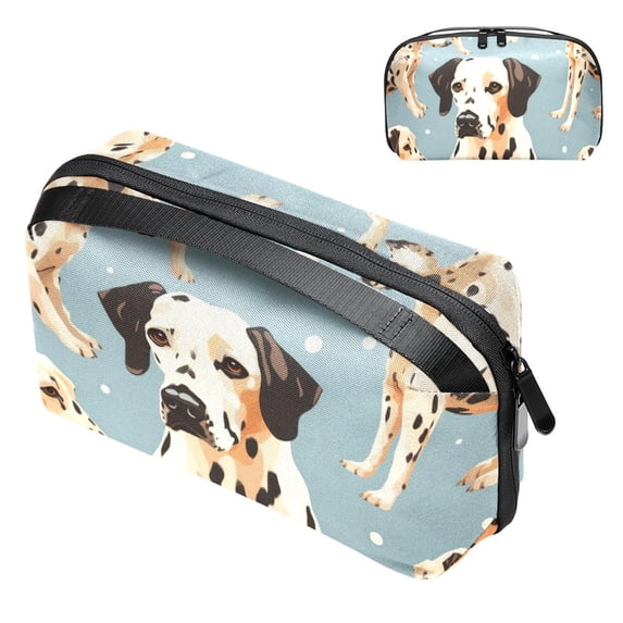 Spotted Dog Charger Organizer Hard Drive Bag Cable Cord Organizer Small Storage Pouch Oxford Fabric Waterproof Electronic Digital Accessories Travel Case 5.9x9.44x3.14 in.