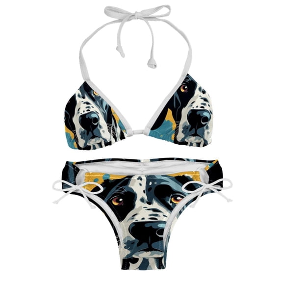 Spotted Dog Detachable Sponge Adjustable Strap Bikini Set Two-Pack - Swim Suit Swimsuits One-Piece Swimsuits