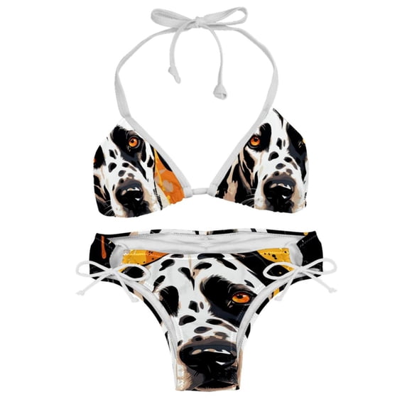 Spotted Dog Detachable Sponge Adjustable Strap Bikini Set Two-Pack - Swimwear for Two, Beach Vacation Essentials!
