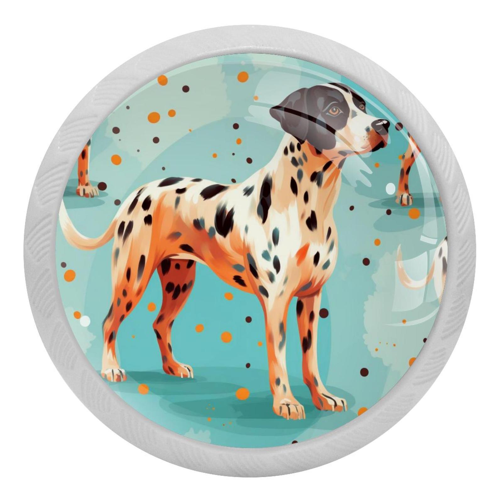 Spotted Dog Fluorescent Drawer Pulls with Screws Round 4Pack, GlowintheDark Knobs for