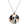 thumbnail image 1 of Spotted Dog Glass Circular Pendant Necklace - Beautiful Handcrafted Jewelry Piece for Women, 1 of 5