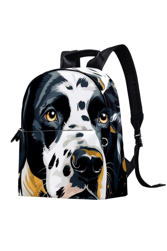 Spotted Dog Leather School Bags: Smart Backpack for Men Women Teens, Lightweight Hiking Backpack for Work School Camping with Printed Design and Adjustable Shoulder Straps