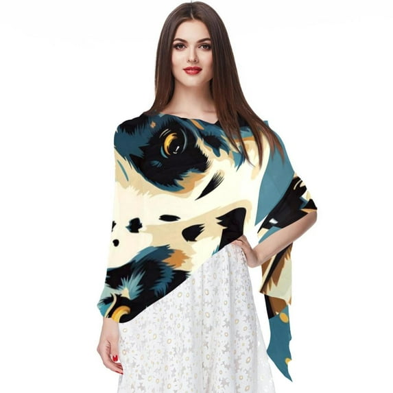 Spotted Dog Light and Breathable Chiffon Silk Scarf for Women, Translucent 180x73cm (70.86x28.7in) - Fashion Accessory for All Occasions