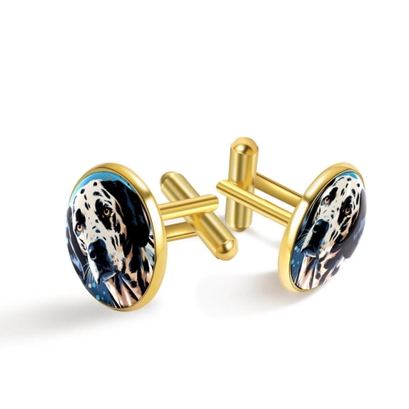 Spotted Dog Men Cufflinks Set for Formal Attire, Made of Stainless Steel, Ideal for Business Meetings and Weddings
