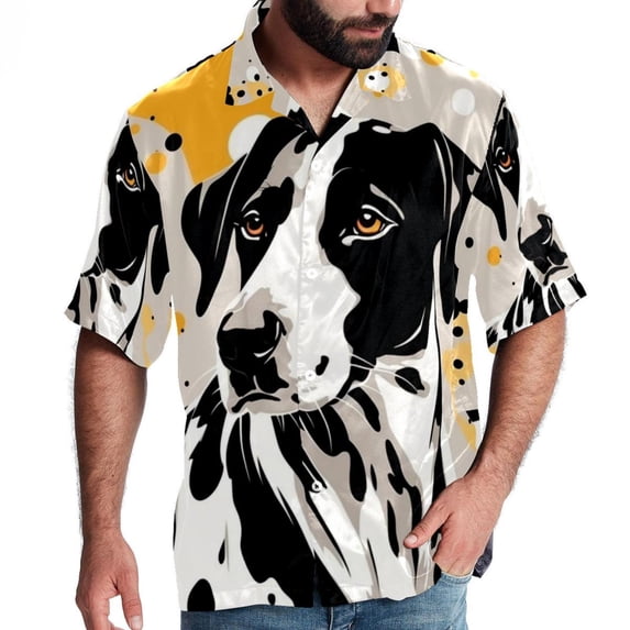 Spotted Dog Men's Hawaiian Button Down Short Sleeve Casual Printed Summer Beach Unisex Shirt