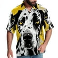 thumbnail image 1 of Spotted Dog Men's Poplin Shirt, Casual Short Sleeve Printed Button Down Summer Beach Unisex Shirts, 1 of 6