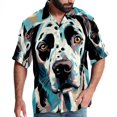 thumbnail image 1 of Spotted Dog Men's Short Sleeve Beach Shirts, Casual Printed Button Down, Summer Unisex Spread Collar Tops, 1 of 6