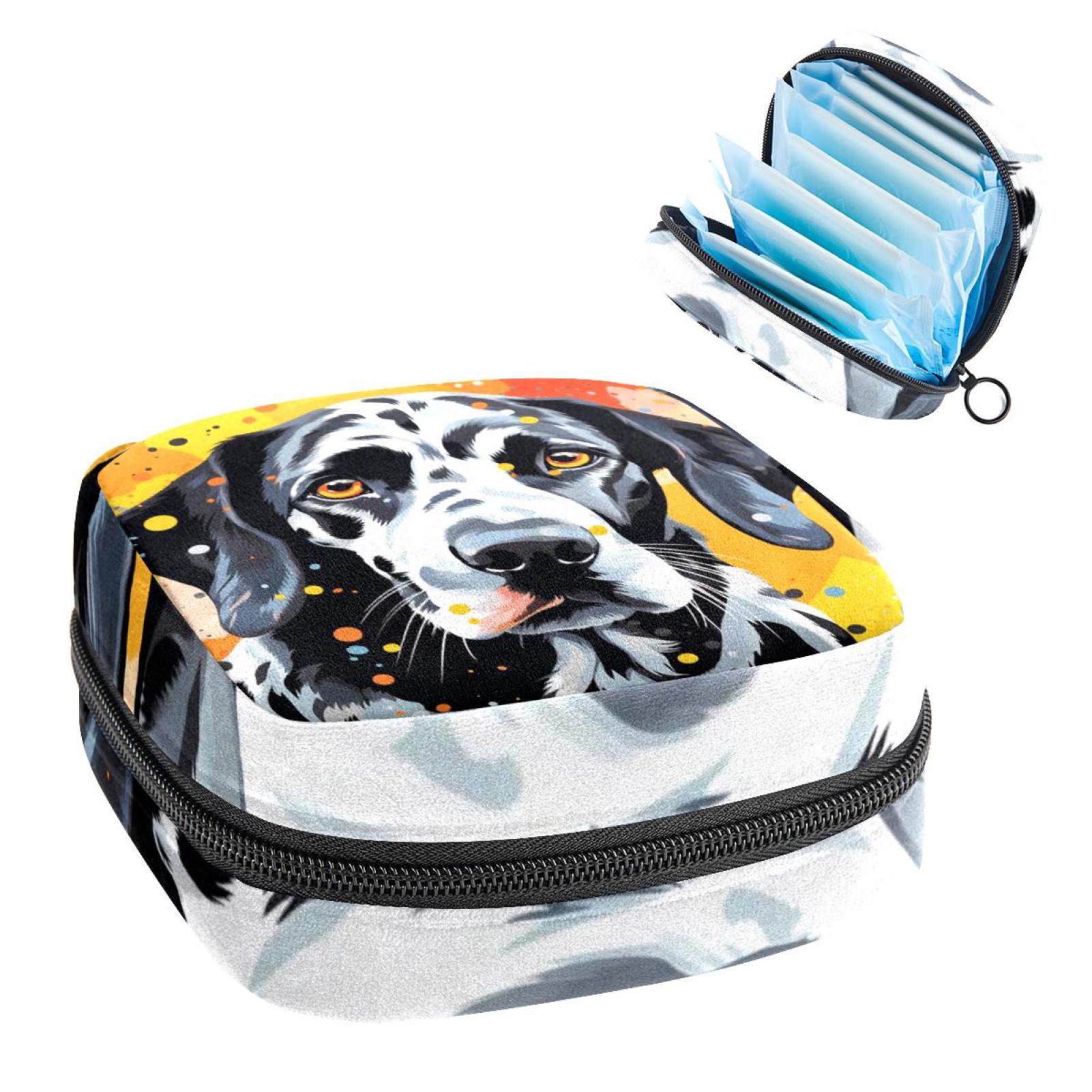 Spotted Dog Mini Makeup Bag for Sanitary Napkin Organization Small