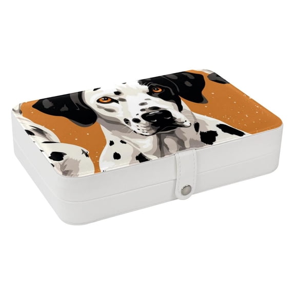 Spotted Dog PU Leather Bracelet Holder Jewelry Box Stand Necklace Organizer with Removable Compartment Portable Case