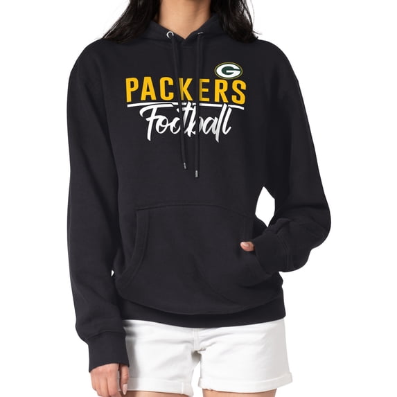 Women's G-III 4Her by Carl Banks Black Green Bay Packers Graphic Fleece Pullover Hoodie