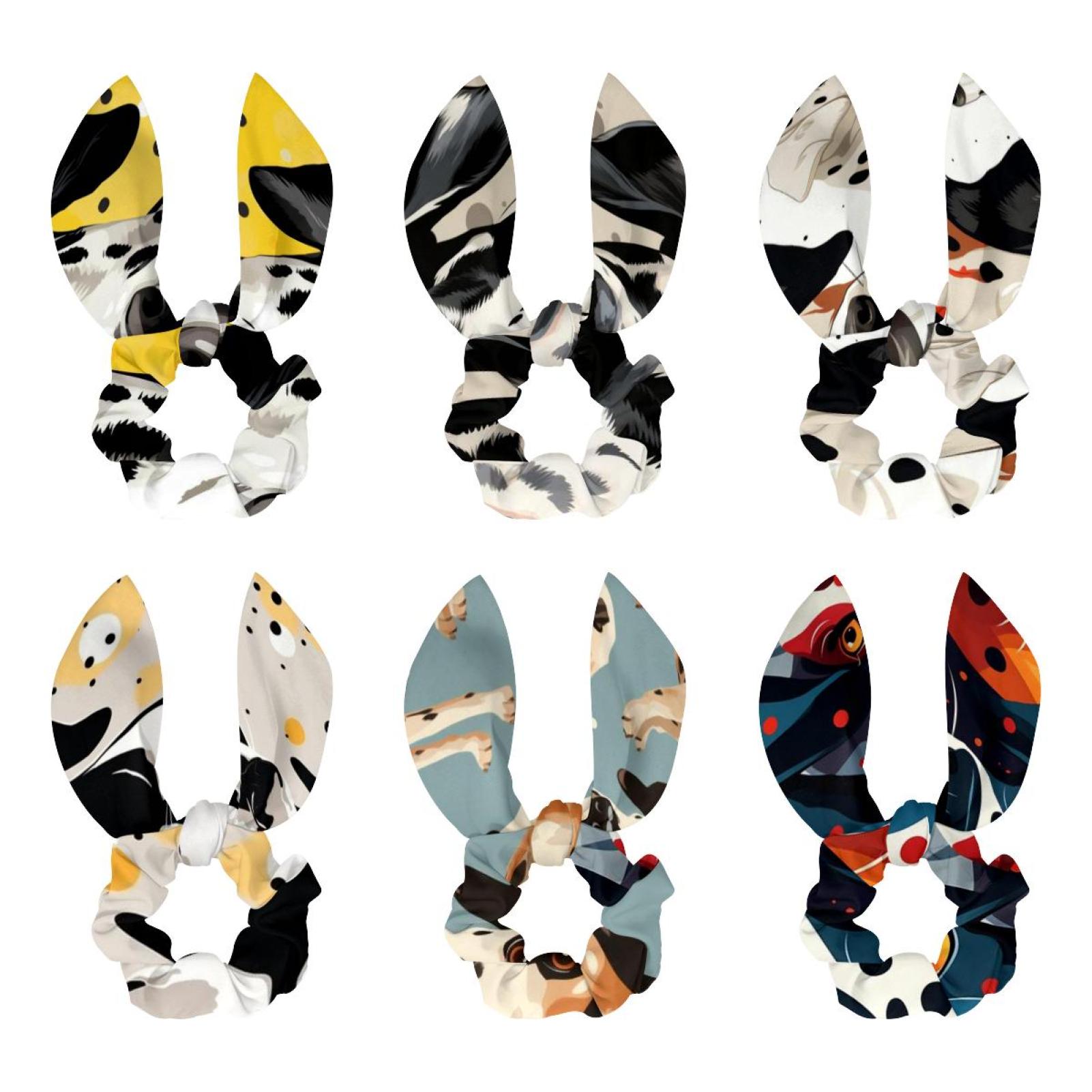 Spotted Dog Ribbon Hair Ties Bow Hair Ring Hair Ties Set with