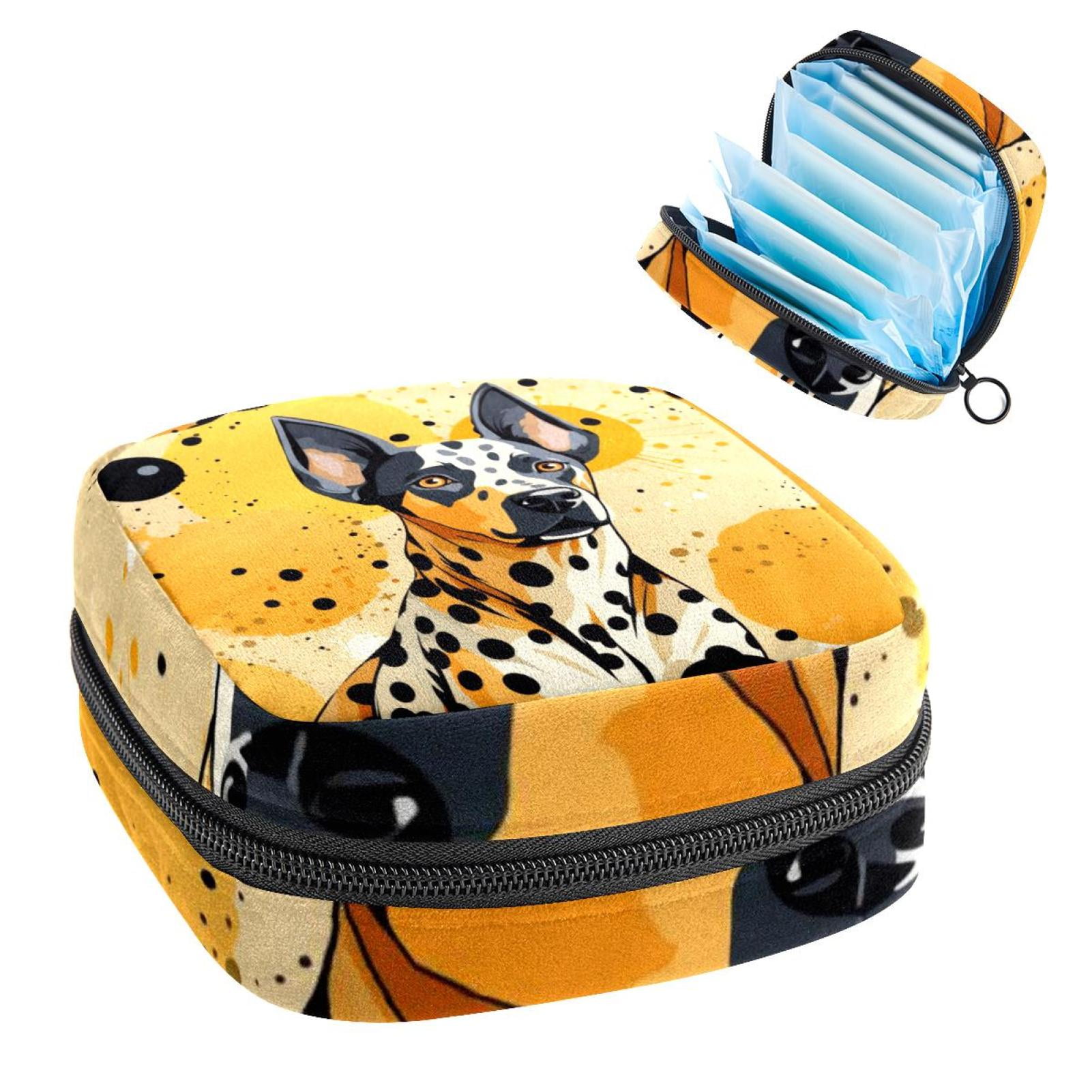 Spotted Dog Sanitary Napkin Bag Travel Pouch Large Makeup Pouch, Period