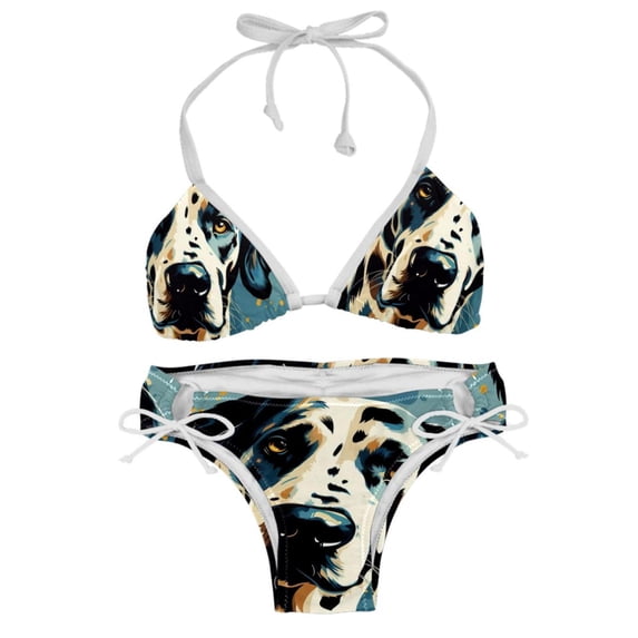 Spotted Dog Stylish Swim Suits Bikini Set: Detachable Sponge, Adjustable Strap, Two-Pack - Ideal for Beach and Pool %{scenes