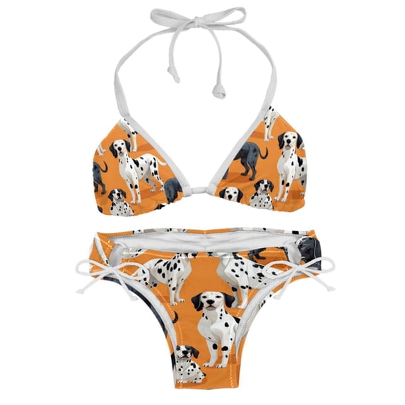 Spotted Dog Swim Suit Women Bikini Set Detachable Sponge Adjustable Strap Two-Pack Swim Wear