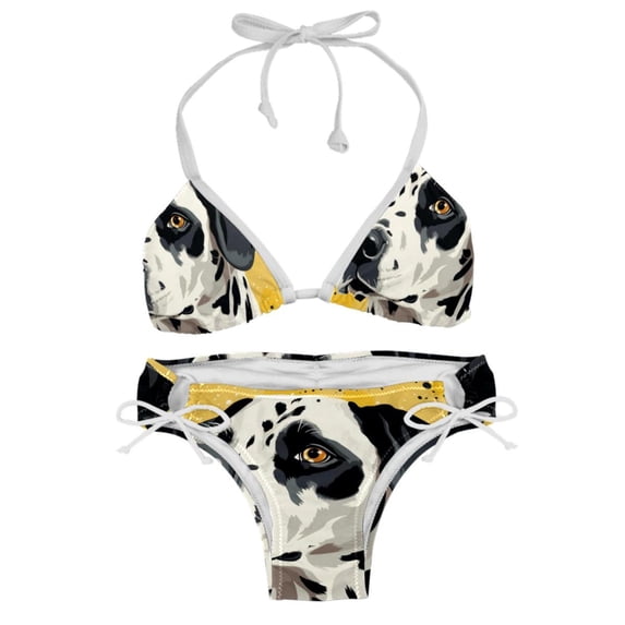 Spotted Dog Swimming Suit Bikini Set Bikinis, Detachable Sponge, Adjustable Strap, Two-Pack, Beach Pool Party Vacation Wear