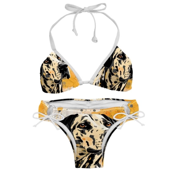 Spotted Dog Swimsuit Women Bikinis: Detachable Sponge Adjustable Strap Bikini Set - Two-Pack, Beach & Pool Ready