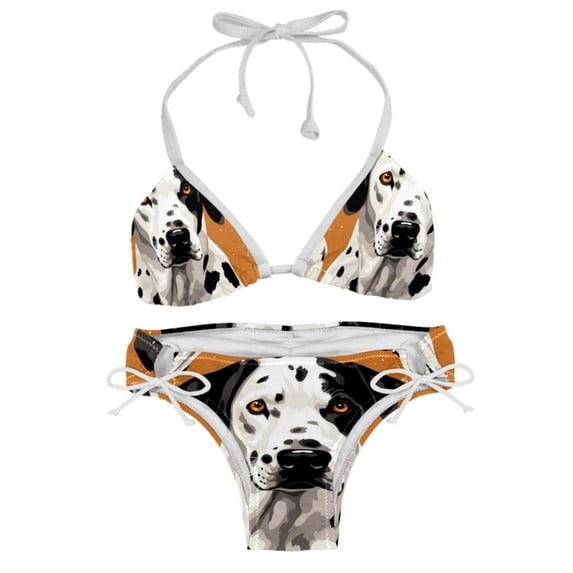 Spotted Dog Swimwear Bikini Set with Detachable Sponge & Adjustable Strap, Two-Pack for Beach & Pool Parties