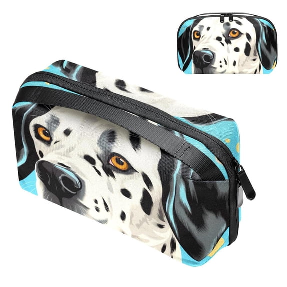 Spotted Dog Travel Organizer Hard Drive Case Small Travel Case USB Cable Organizer - Oxford Cloth Waterproof Storage Box for Electronic Digital Products - 5.9x9.44x3.14 in