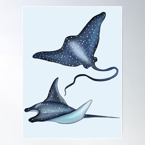 Spotted Eagle Rays Poster Wall Art, Modern Wall Decor For Living Room Bedroom, 8x12 UNFRAMED