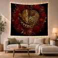 thumbnail image 1 of Spotted Leopard Curled Among Red Roses on a Black Background, Romantic Fantasy for Animal Lovers, Dark Floral Wall Art, Housewarming Gift, Tapestry Wall Hanging for Bedroom and Living Room, 1 of 7