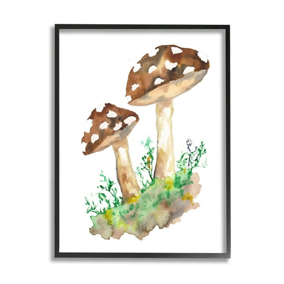 Spotted Mushroom Forest Plant Botanical & Floral Graphic Art Black Framed Art Print Wall Art