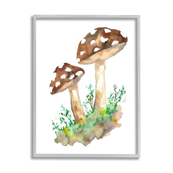 Spotted Mushroom Forest Plant Botanical & Floral Graphic Art Gray Framed Art Print Wall Art