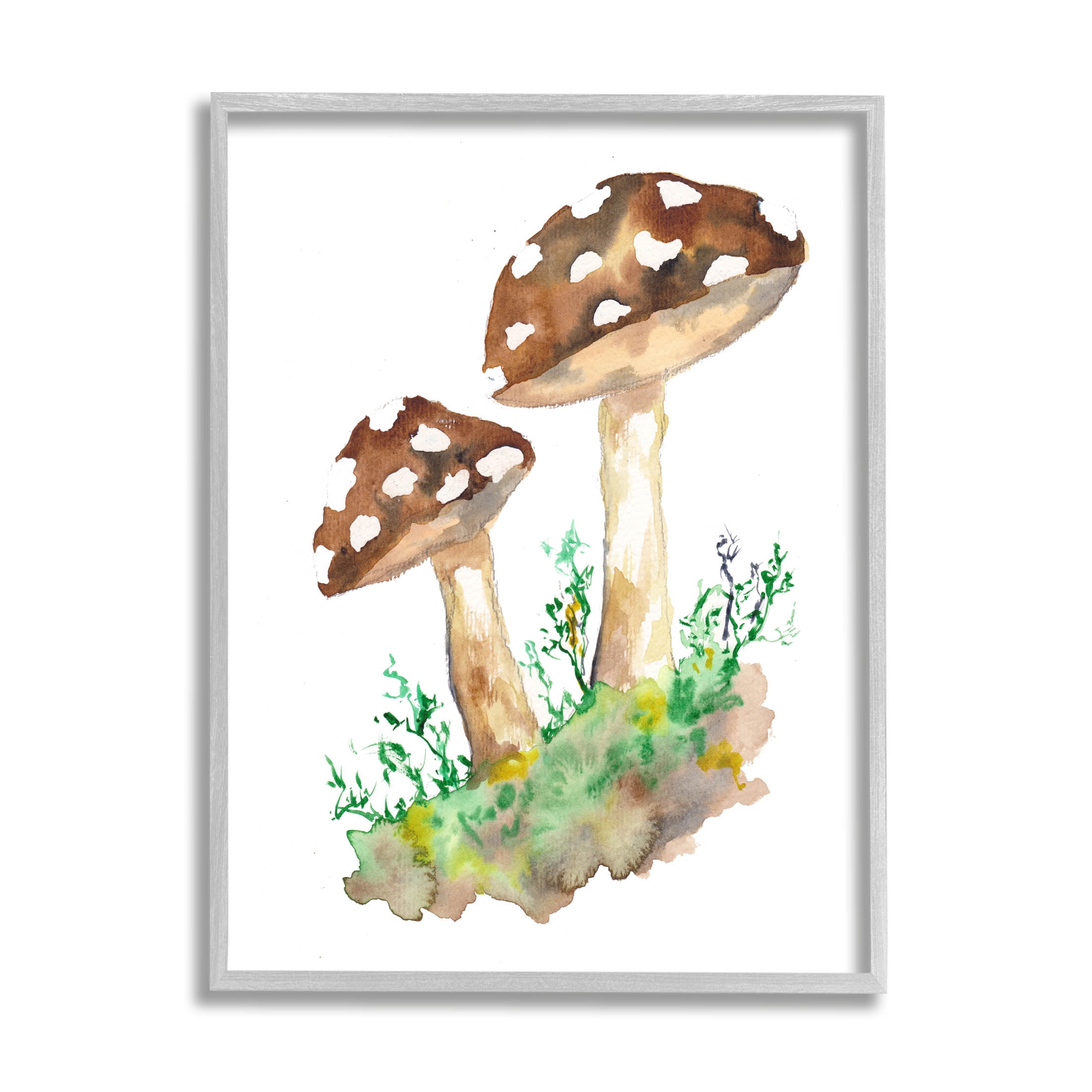 Spotted Mushroom Forest Plant Botanical & Floral Graphic Art Gray Framed Art Print Wall Art