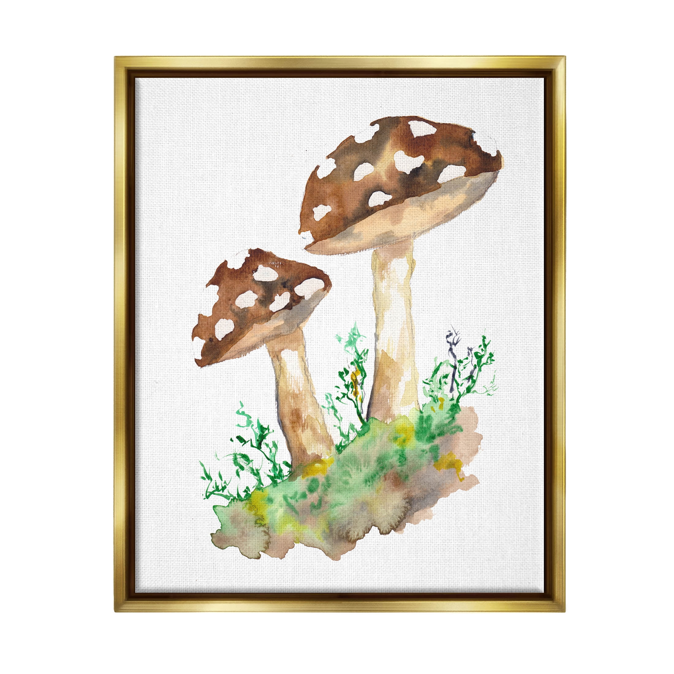 Spotted Mushroom Forest Plant Botanical & Floral Graphic Art Metallic Gold Framed Art Print Wall Art