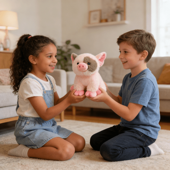 Spotted Pig Plush Toy Cute Pink Piggy Stuffed Animal,Soft Cuddly Farm Animal Doll for Nursery Room Decoration and Birthday Present